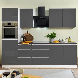 Küchenzeile Melano I (8-teilig) Hochglanz Grau / Weiß - Ohne Elektrogeräte