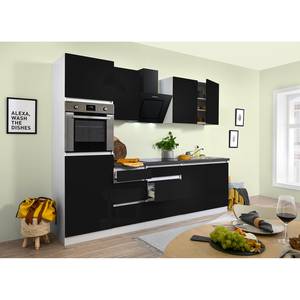 Küchenzeile Melano I (8-teilig) Hochglanz Schwarz / Weiß - Ohne Elektrogeräte