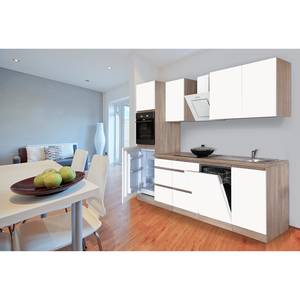 Küchenzeile Melano II (9-teilig) Weiß / Eiche Dekor - Breite: 280 cm - Ohne Elektrogeräte