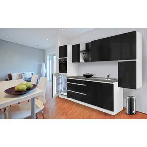 Küchenzeile Melano III (9-teilig) Hochglanz Schwarz / Weiß - Ohne Elektrogeräte