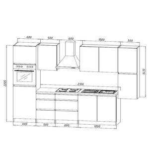 Küchenzeile Melano III (9-teilig) Hochglanz Schwarz / Weiß - Ohne Elektrogeräte