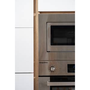 Keukenblok Melano II (9-delig) zonder elektrische apparaten - Hoogglans wit/eikenhouten look - Breedte: 280 cm - Zonder elektrische apparatuur