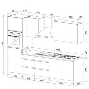 Küchenzeile Melano I (8-teilig) Matt Weiß - Ohne Elektrogeräte