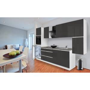 Küchenzeile Melano III (9-teilig) Hochglanz Grau / Weiß - Ohne Elektrogeräte