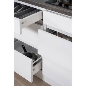 Küchenzeile Melano V (10-teilig) Hochglanz Weiß / Weiß - Ohne Elektrogeräte