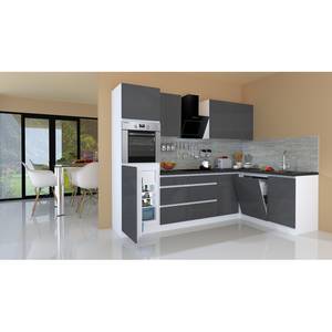 Keukenblok Bergun I (11-delig) zonder elektrische apparaten - Hooglans grijs - Zonder elektrische apparatuur