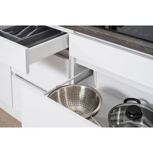 Küchenzeile Melano III (9-teilig) Hochglanz Weiß / Weiß - Ohne Elektrogeräte