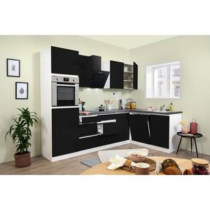 Keukenblok Bergun I (11-delig) zonder elektrische apparaten - Hoogglans zwart - Zonder elektrische apparatuur
