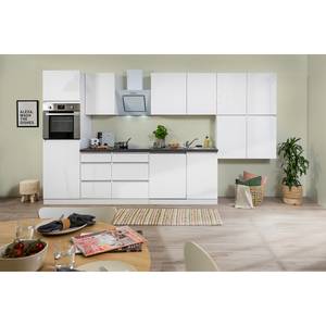 Cuisine équipée Melano VI (9 éléments) Blanc brillant / Blanc - Largeur : 380 cm - Sans électroménager