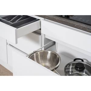 Cuisine équipée Melano VI (9 éléments) Blanc brillant / Blanc - Largeur : 380 cm - Sans électroménager