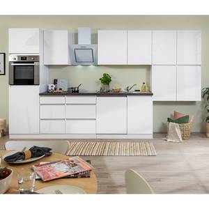 Cuisine équipée Melano VI (9 éléments) Blanc brillant / Blanc - Largeur : 380 cm - Sans électroménager