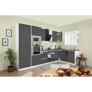 Keukenblok Bergun II (12-delig) zonder elektrische apparaten - Hooglans grijs - Zonder elektrische apparatuur