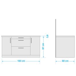 Îlot de cuisine Olivone (14 éléments) Sans appareils électroménagers - Noir brillant - Largeur : 310 cm