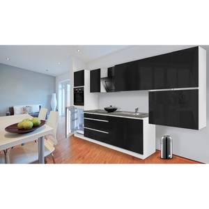 Küchenzeile Melano V (10-teilig) Hochglanz Schwarz / Weiß - Ohne Elektrogeräte