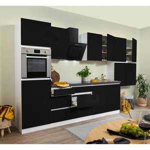 Küchenzeile Melano V (10-teilig) Hochglanz Schwarz / Weiß - Ohne Elektrogeräte