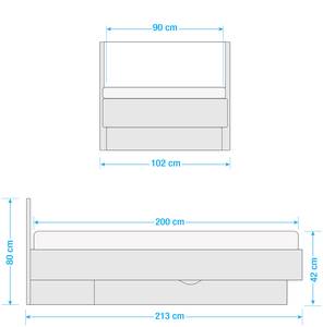 Bedframe Yoris Wit - Plaatmateriaal - 102 x 80 x 213 cm