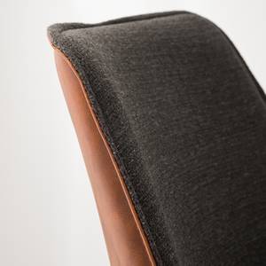 Gestoffeerde stoel Randall geweven stof &kunstleer/ijzer - grijs&vintagebruin/zwart - Grijsbruin