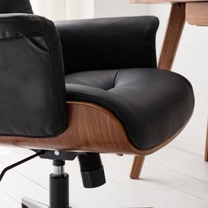 Chaise de bureau Forssa Imitation cuir / Fer- Noir / Noyer
