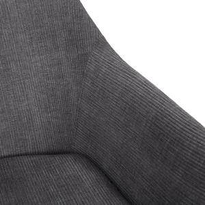 Gestoffeerde stoel Richville ribfluweel-fluweel/ijzer - grijs/zwart