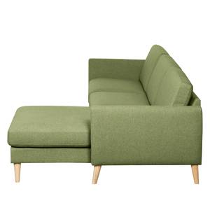Canapé d’angle Kustavi Tissu structuré - Vert olive - Largeur : 270 cm