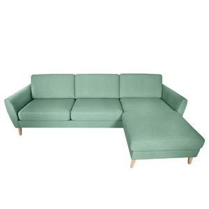 Canapé d’angle Kustavi Tissu structuré - Vert menthe - Largeur : 270 cm