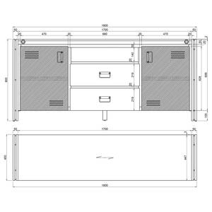 Sideboard Manchester V Akazie massiv / Metall - Akazie / Anthrazit