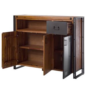 Dressoir MANCHESTER 3 deuren 1 vak massief acaciahout/metaal - acaciahout/antracietkleurig