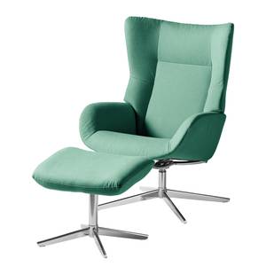 Relaxfauteuil Salla katoen - incl. hocker - Katoen Runa: Turquoise