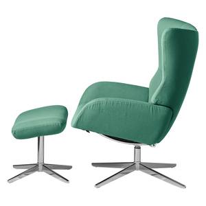 Fauteuil relax Salla Étoffe de coton - avec repose-pieds - Coton Runa: Turquoise