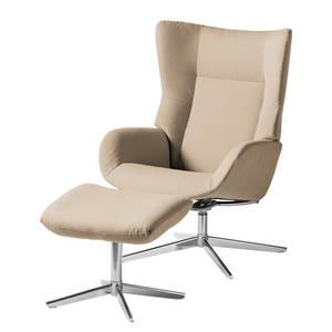 Fauteuil relax Salla Étoffe de coton - avec repose-pieds - Coton Runa: Beige