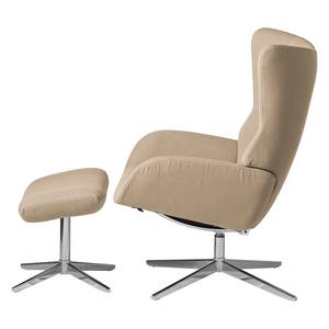 Fauteuil relax Salla Étoffe de coton - avec repose-pieds - Coton Runa: Beige