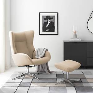 Fauteuil relax Salla Étoffe de coton - avec repose-pieds - Coton Runa: Beige