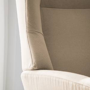 Fauteuil relax Salla Étoffe de coton - avec repose-pieds - Coton Runa: Beige