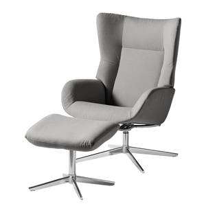 Relaxfauteuil Salla katoen - incl. hocker - Katoen Runa: Grijs