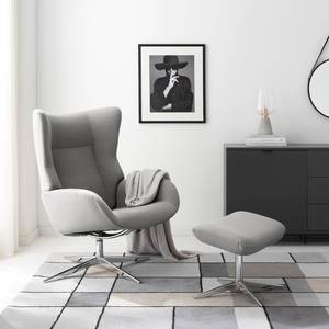 Fauteuil relax Salla Étoffe de coton - avec repose-pieds - Coton Runa: Gris