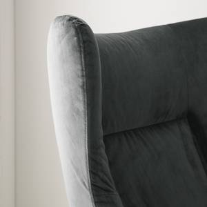 Relaxfauteuil Salla fluweel - incl. hocker - Velours Lore: Grijs