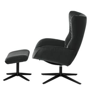 Relaxfauteuil Salla fluweel - incl. hocker - Velours Lore: Grijs