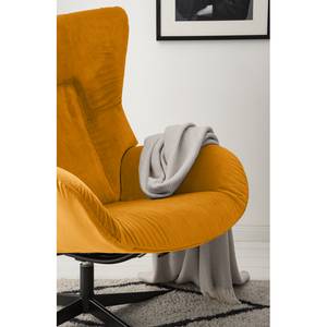 Relaxfauteuil Salla fluweel - incl. hocker - Velours Lore: Saffraan