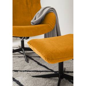 Relaxfauteuil Salla fluweel - incl. hocker - Velours Lore: Saffraan