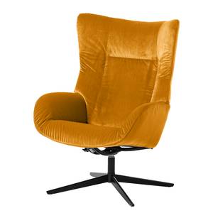 Relaxfauteuil Salla fluweel - incl. hocker - Velours Lore: Saffraan