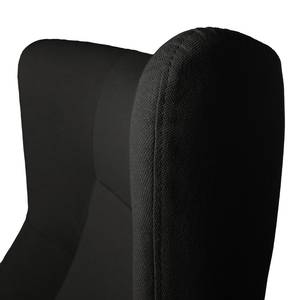 Fauteuil relax Salla Étoffe de coton - avec repose-pieds - Coton Runa: Noir