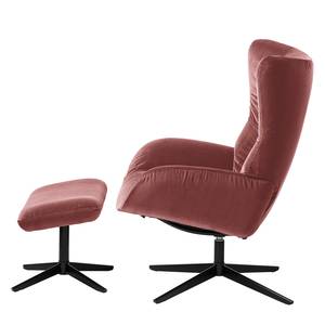 Relaxfauteuil Salla fluweel - incl. hocker - Velours Lore: Mauve