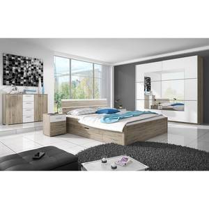 Bedframe Salton Hoogglans wit/Lichte San Remo eikenhouten look - 160 x 200cm