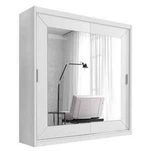 Armoire à portes coulissantes Sanday Blanc - Largeur : 200 cm - Avec portes miroir