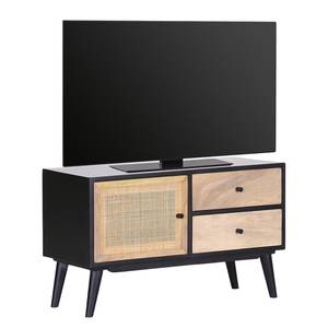 TV-Lowboard Lexham I Mango massiv / Rattan - Mango / Mango Schwarz