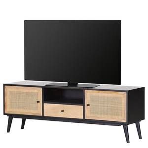 Tv-meubel Lexham II massief mangohout/rotan - mangohout/zwart mangohout