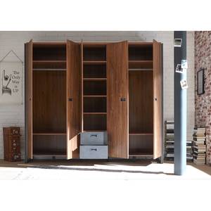 Armoire Marton Imitation chêne Stirling / Anthracite - Largeur : 224 cm