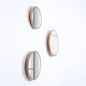 Miroirs Look (lot de 3) Beige - Marron - Bois massif - Profondeur : 4.5 cm