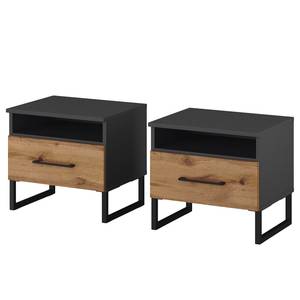 Tables de chevet Butte (lot de 2) Gris - Bois manufacturé - 47 x 44 x 44 cm