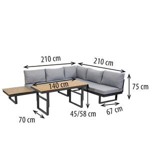 Loungegruppe San Jose (3-teilig) Akazie massiv / Webstoff - Grau  / Akazie